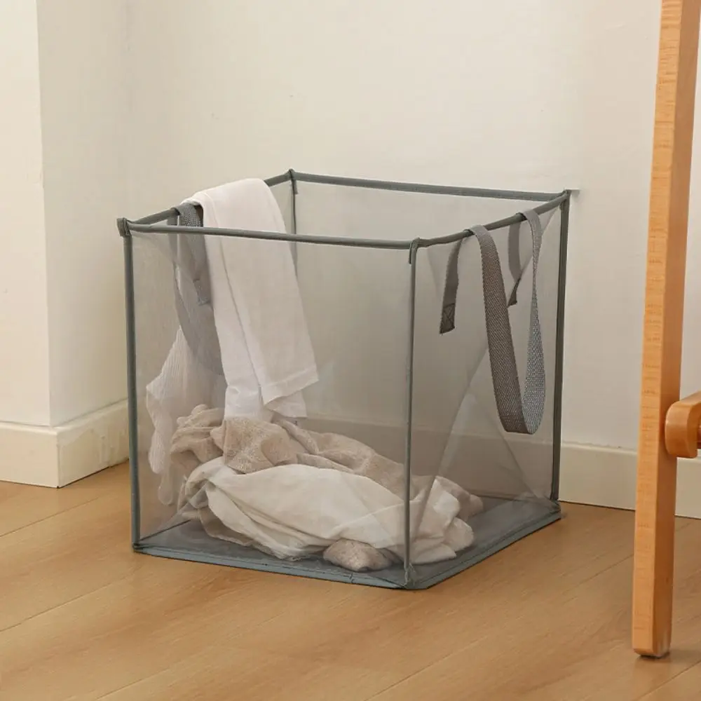 سلة غسيل شبكية ذات سعة كبيرة مربعة مع مقابض سلة تخزين الملابس القذرة طبقة واحدة/مزدوجة #1