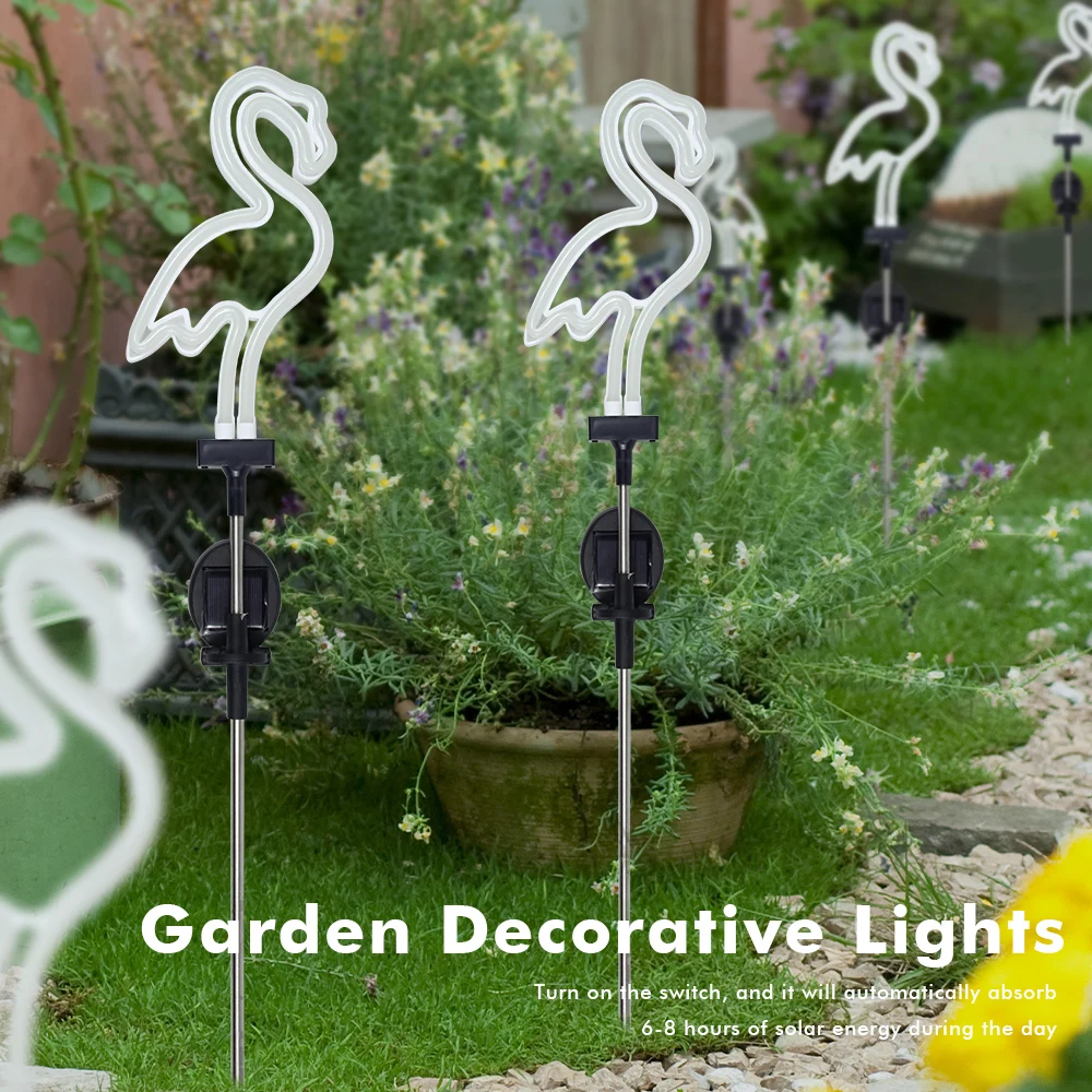 Solar Neon Flamingo Lights Landscape Garden Decoration Outdoor Waterproof Yard Lamp Lawn Terrace Light Patio Walkway Light view 4
