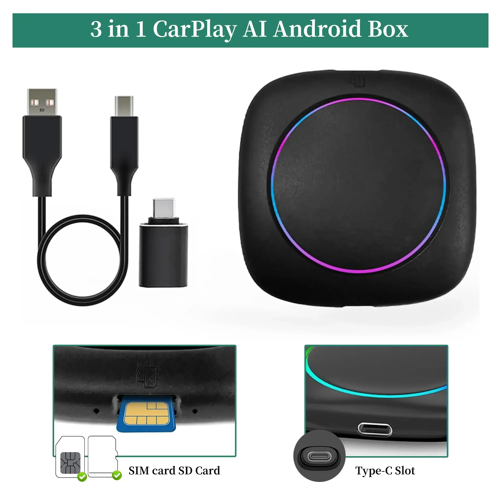 3 in 1 Wireless CarPlay adapter and Android Auto wireless adapter for factory wired CarPlay cars for BMW id6 id7 ID8 ID8 5 id9