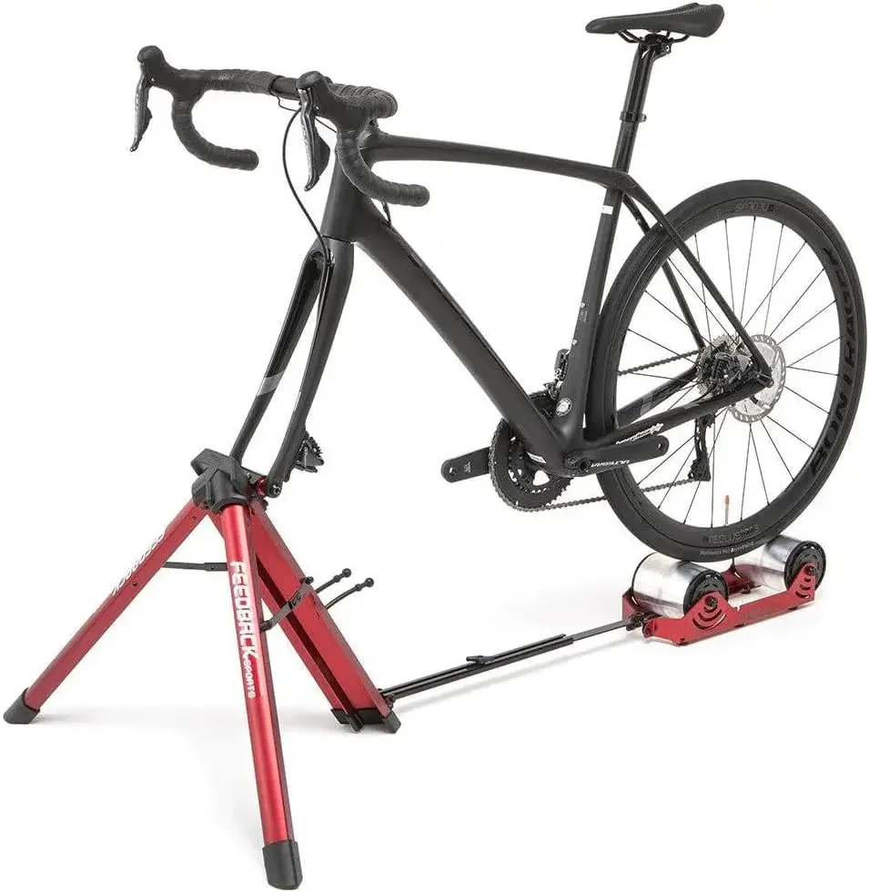 Feedback Sports Omnium Over-Drive entrenador de bicicleta portátil con bolsa de viaje, Rojo