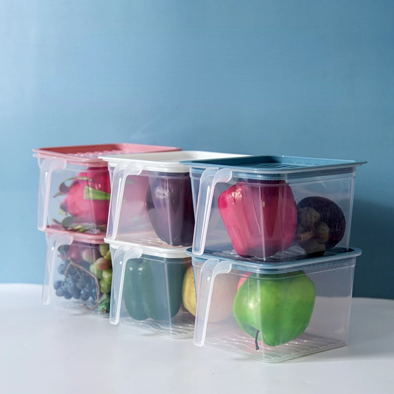 Large-capacity Kitchen Refrigerator Storage Box with Lid Handle Plastic Sealed Fresh-keeping Box Food Storage Containers