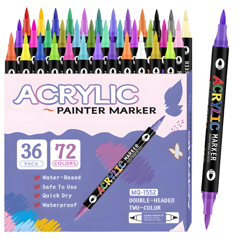 

Dual Color Acrylic Paint Markers,Dual tips Dual Color Acrylic Paint Pens for Rock Painting, Canvas, Wood, Glass, Ceramic, Fabric