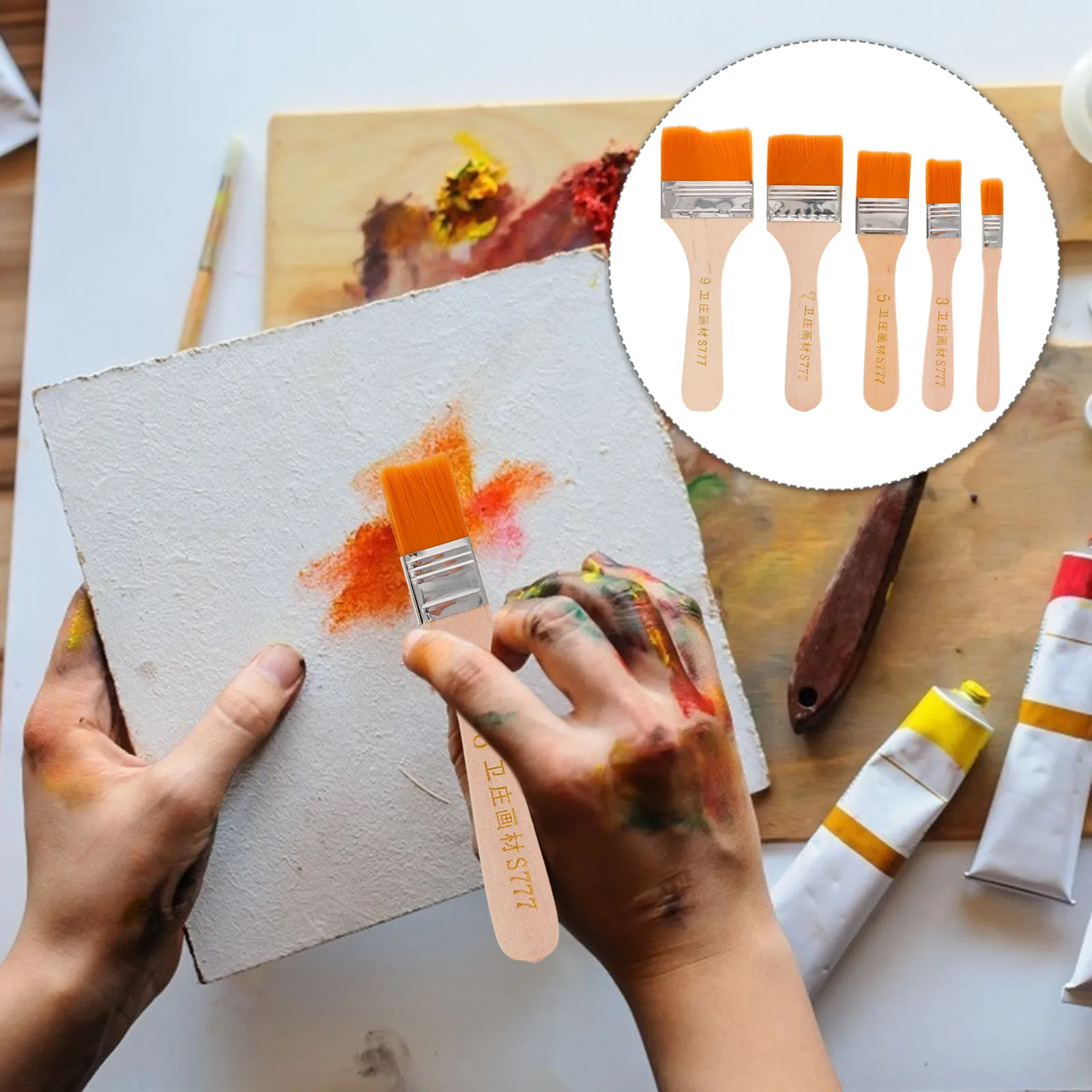 

50pcs Oil Painting Brush Set Wooden H Nylon Bristles Professional Drawing Tools Kids Adults Varnishes Acrylic Watercolor Art