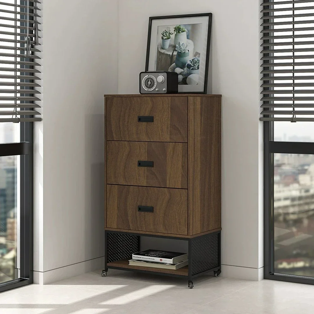 

Movable Wooden Filing Cabinet With Wheels 3 Drawers Chest Dresser For Living Room Storage Cabinet