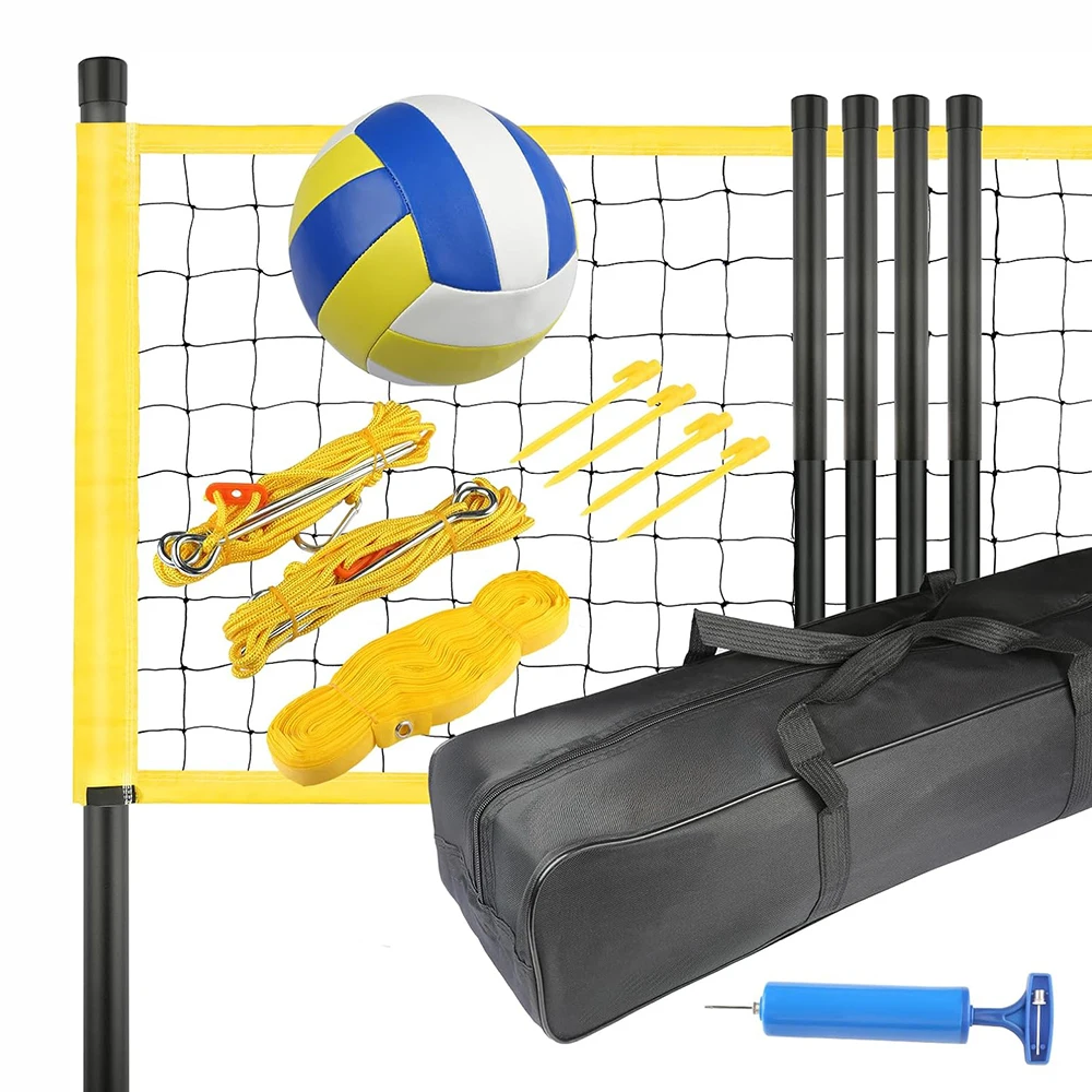 

Portable Volleyball Net System with Poles Height Adjustable Outdoor Easy Setup for Backyard with Volleyball Carrying Bag Pump