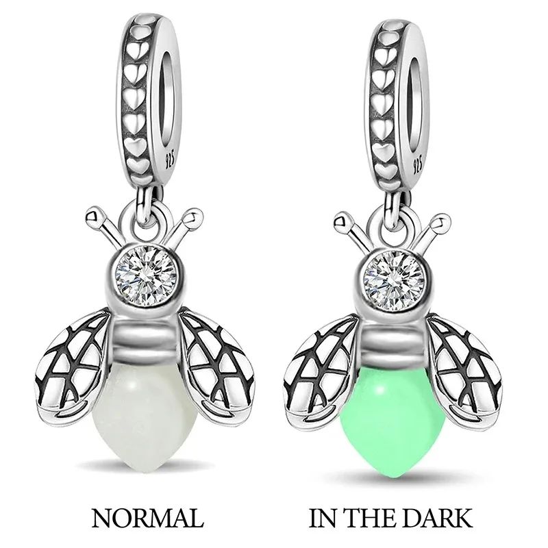 925 Sterling Silver Lovely Sweet Luminous Animal Bee Shaped Pendant Can DIY Made Into Bracelets Necklace Fine Jewelry Gift