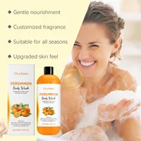 Gel Douche au Kaki Nettoyant Doux Hydratant Exfoliant pour la Peau Lissant et Adoucissant Éliminateur d'Odeurs Corporelles Produits de Bain 3