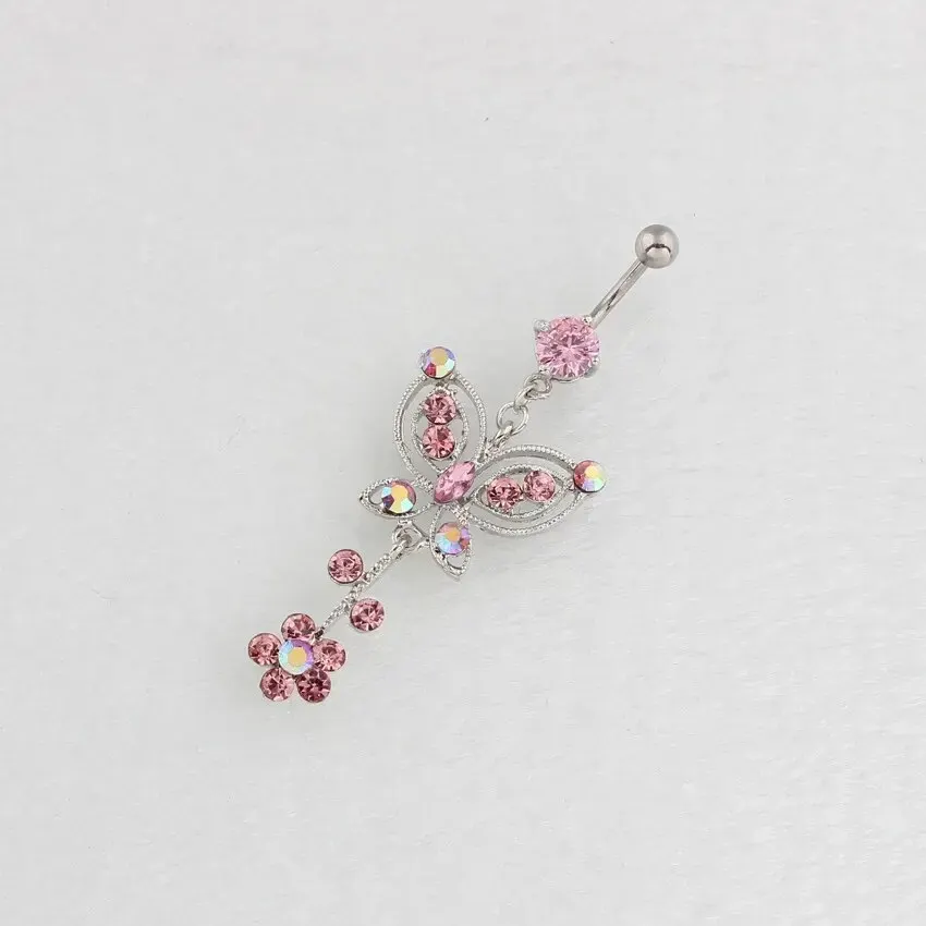 Butterfly Shaped Navel Ring Made Medical Grade Stainless Steel Rod No Allergy Suitable For Piercing Fashion Jewelry