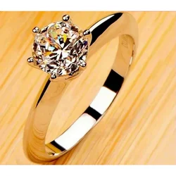 New Exquisite Never Fading Luxurious Classic 6 Prong Set Solitaire 0.5ct/1ct/2ct Zirconia Open Ring Women Wedding Jewelry Gift