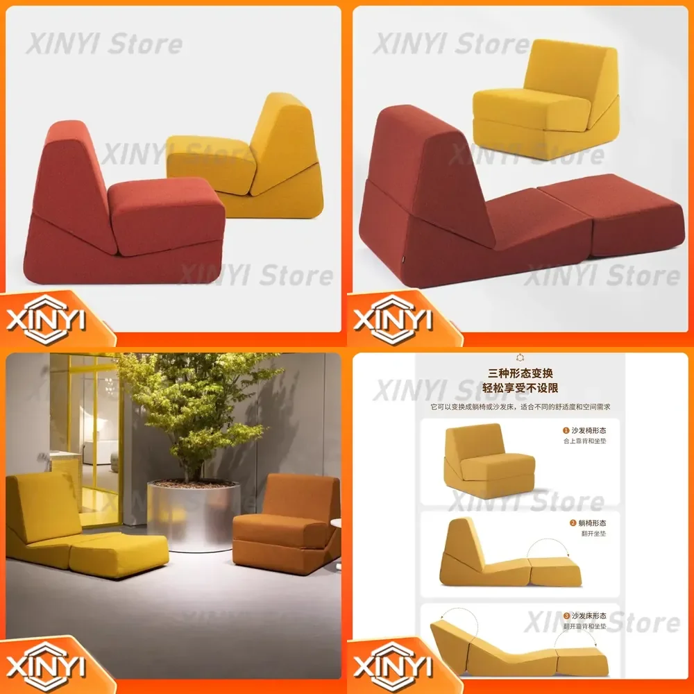 Vacuum Compressed Cream Wind Reclining Foldable Single Sofa for Lazy Casual Tatami Sofa Lazy Chair for Home Living Room
