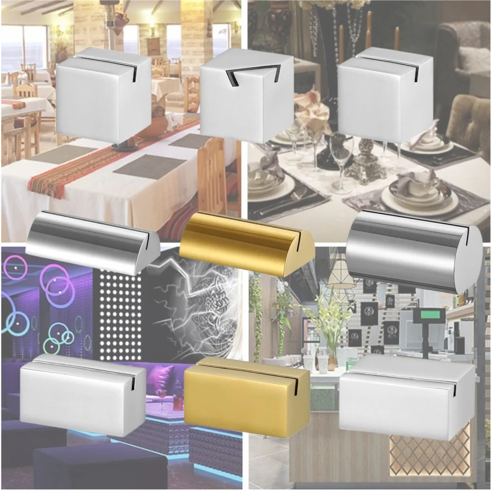 Stainless Steel Card Holder Table Number Stand Menu Display Holder For Restaurant Conference Hall Office
