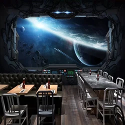 Custom 3D Photo Wallpaper Cosmic Space Cabin Spacecraft Wall Painting 3D Restaurant Hotel Internet Gaming Room Mural Wall Paper