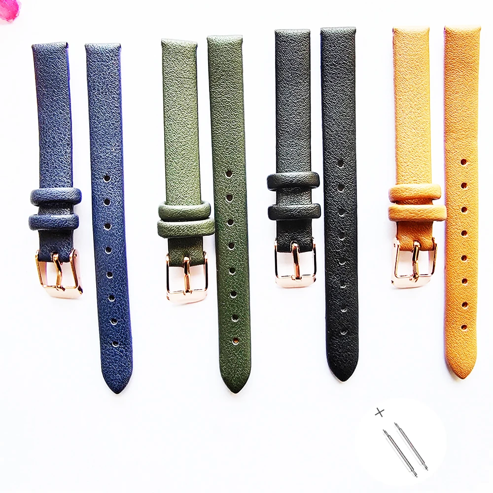 （flash sale）Watchband 8mm 10mm 12mm 14mm 16mm 18mm 20mm 22mm 24mm Soft Watch strap Handmade leather with Rose gold  black buckle