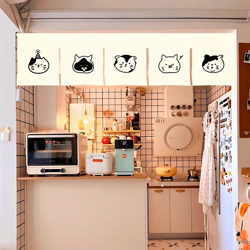 Japanese Cute Cat Door Curtain Curtain Decoration Hanging Curtain Bedroom Kitchen Partition Curtain Covering Curtain