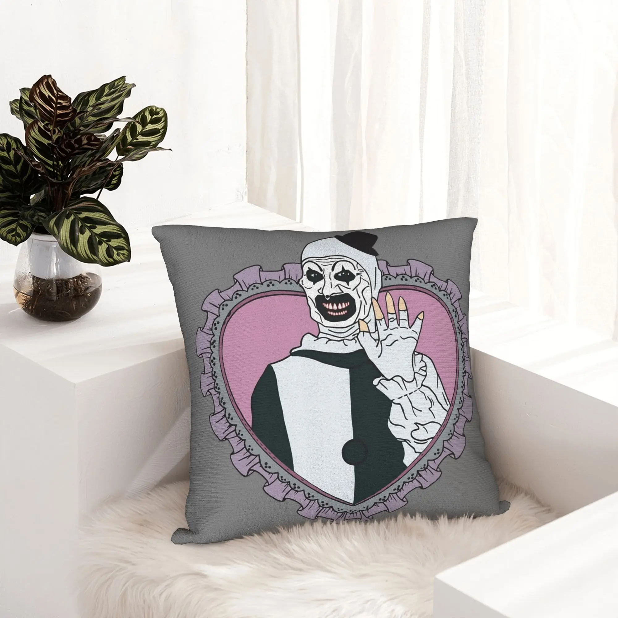 Cute Terrifier Love Horror Pillowcase Printing Polyester Cushion Cover Decorations  Throw Pillow Case Cover Car Square 45X45cm