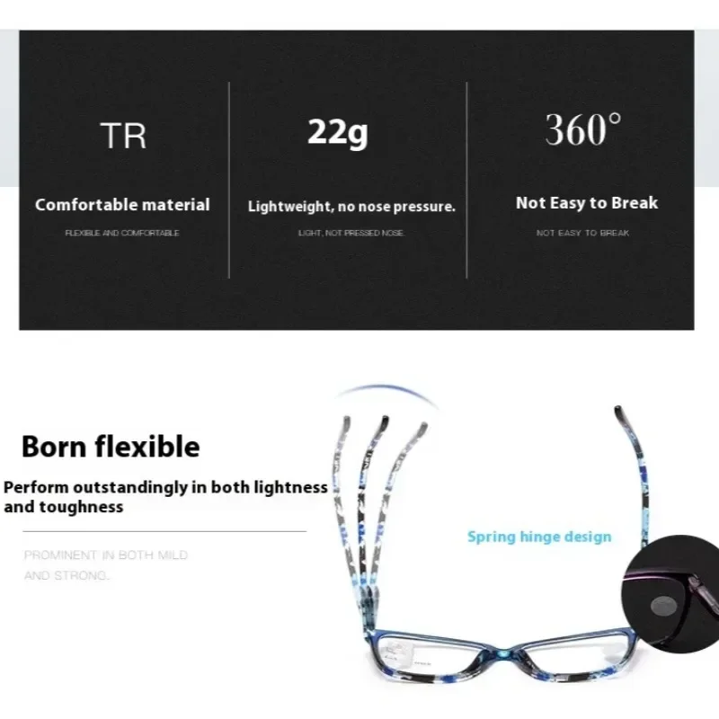 Bunte Progressive Multifokale Lesebrille Frühling Brillen Beine Geeignet Frauen Anti Blau Licht Presbyopie Brillen – Detail 3
