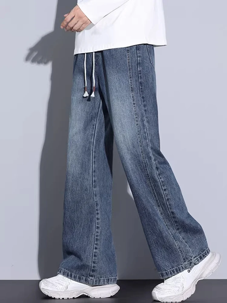 

Washed Jeans Men's Loose Straight Leg High Street Wide Leg American Style Retro Casual Long Pants Spring Autumn Seasonal Wear