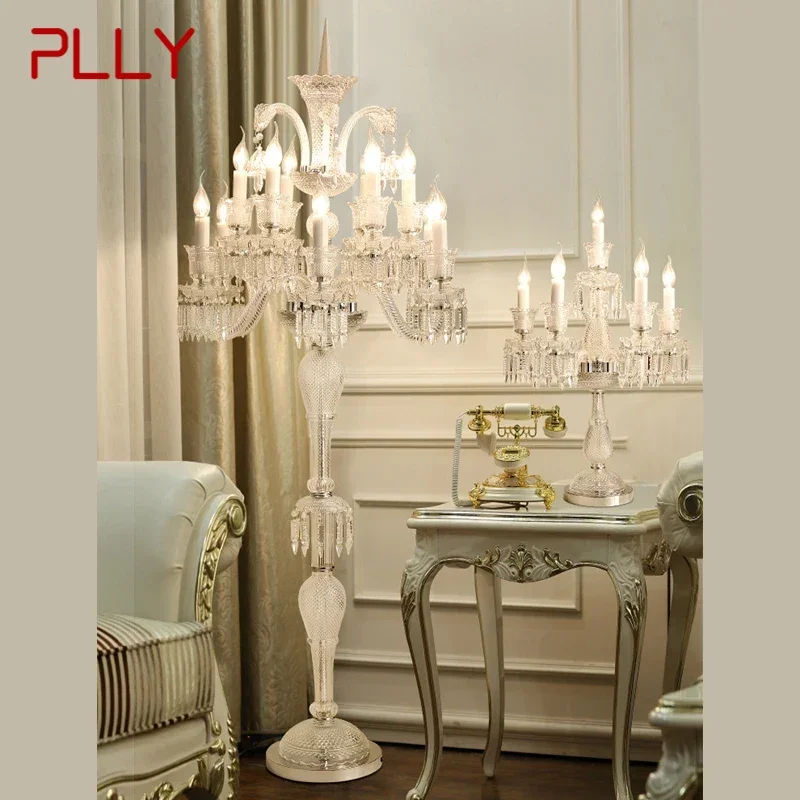 

PLLY European Style Crystal Floor Lamp Luxurious Hotel Ballroom Wedding Candle Decoration Lamp Living Room Bedroom Villa