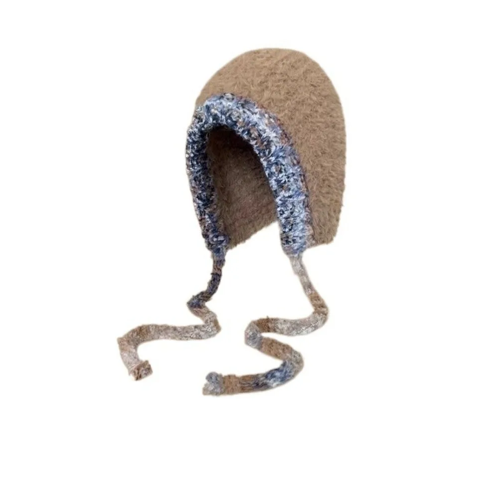 

Fashion Korean Style Ear Protection Hat Soft Windproof Knitted Warm Hat Thickened Headgear Fluffy Beanie Hat Hiking