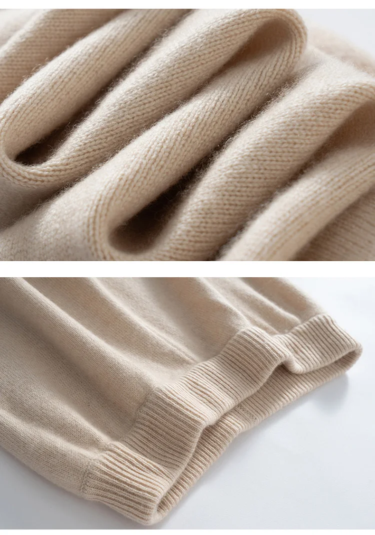 MEETCC Women 100% Cashmere Wide Leg Pant Casual Loose Elegant Delicate Trousers Autumn Winter Soft Warm Cashmere Pants