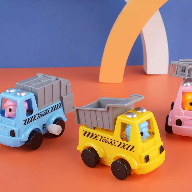 Petite voiture mécanique de dessin animé pour enfants, véhicules d'ingénierie à remonter, simulation créative, jouet mignon, marche, cadeaux d'anniversaire pour enfants