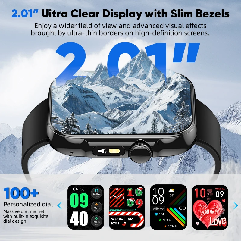 LIGE 2025 New Smart Watch 2.01Inch Full Touch Screen Sport Fitness Watch Waterproof Bluetooth Calling Smartwatch For Android IOS