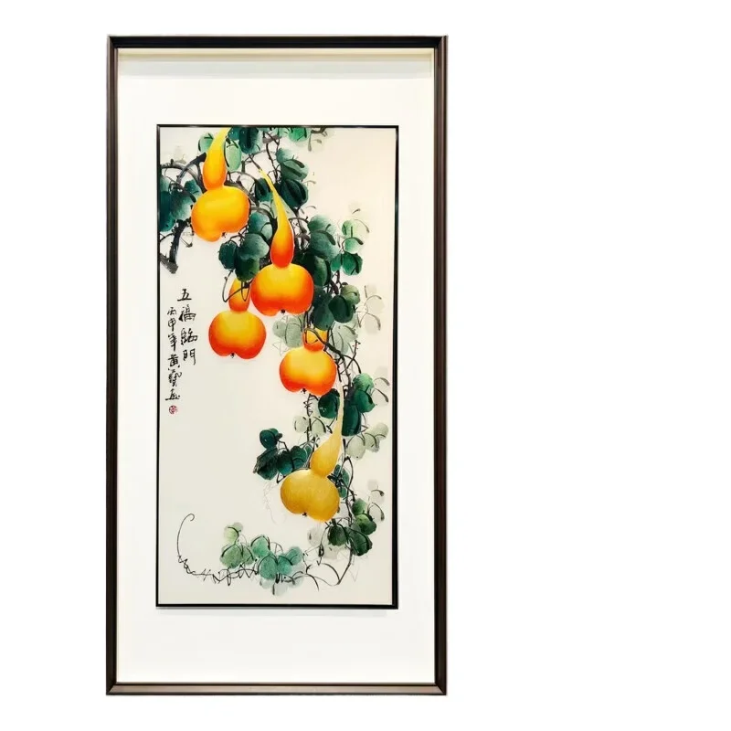 Handmade painting thousands of miles of Jiangshan Wufu Linmen solid wood cypress