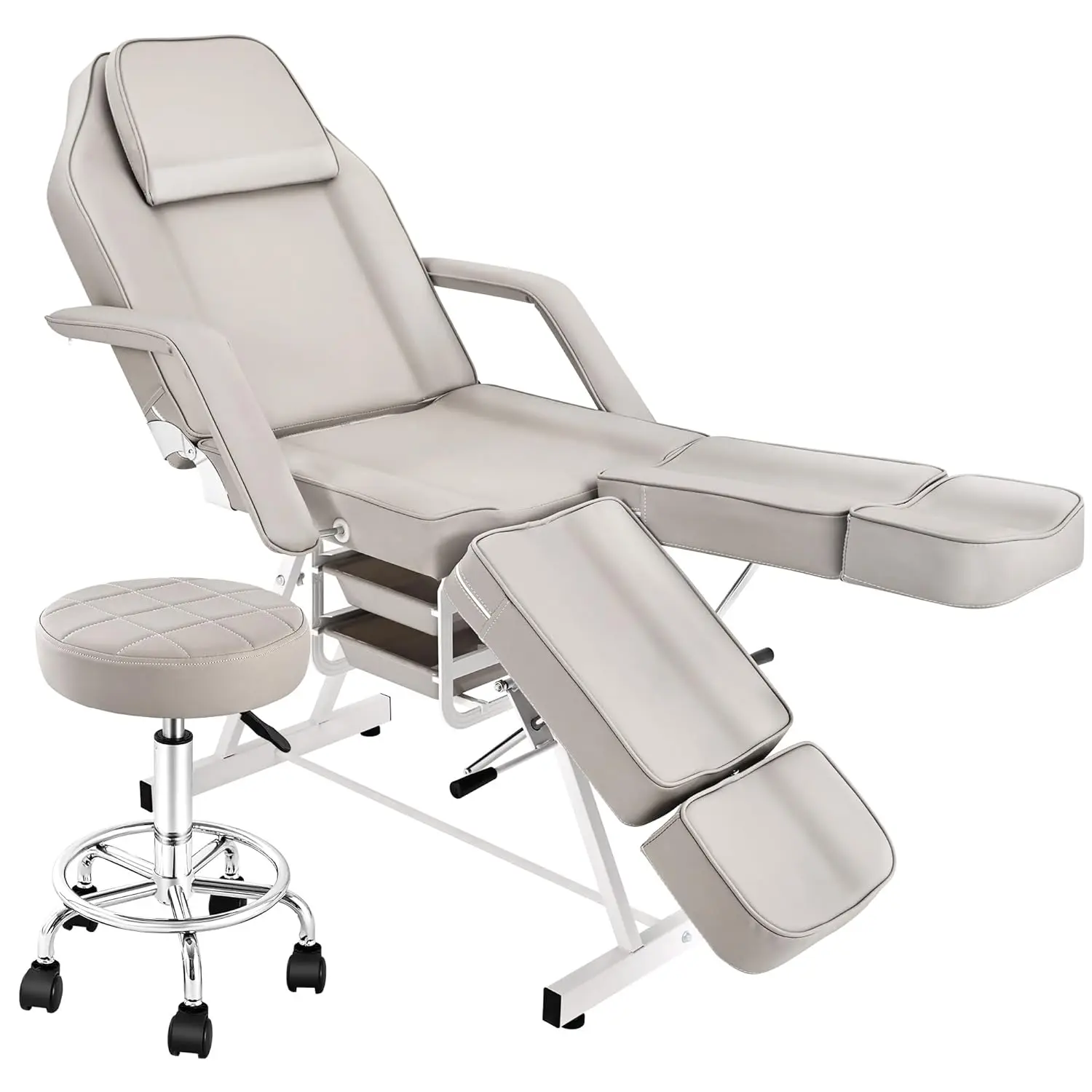 Tattoo Facial Chair with Split Legs, Artist Tattoo Bed for Client, Professional Adjustable Lash Esthetician Table, Customized