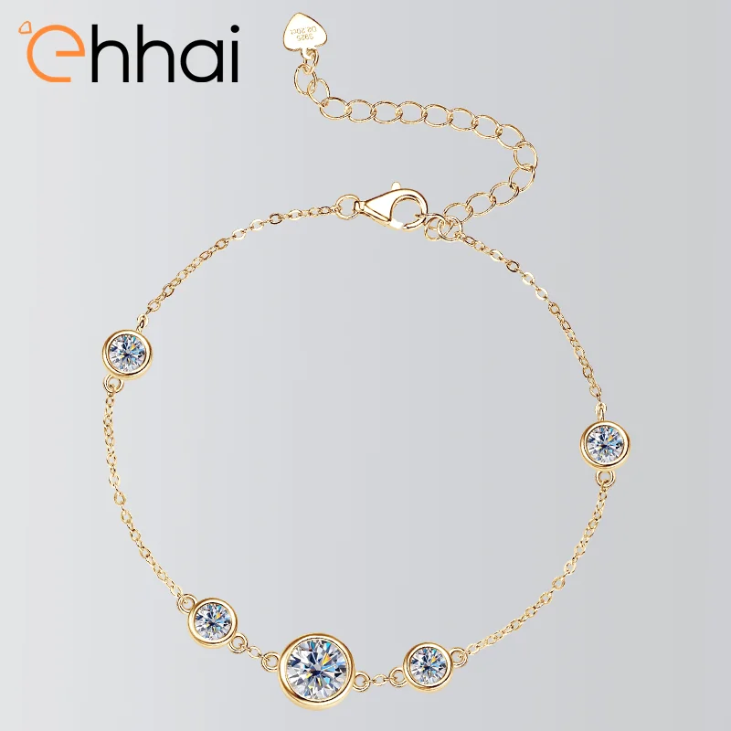 

Ehhai GRA Certified Round Cut Moissanite Bracelet for Women S925 Sterling Silver Chains for Wedding Fine Jewelry Gifts Pulseras