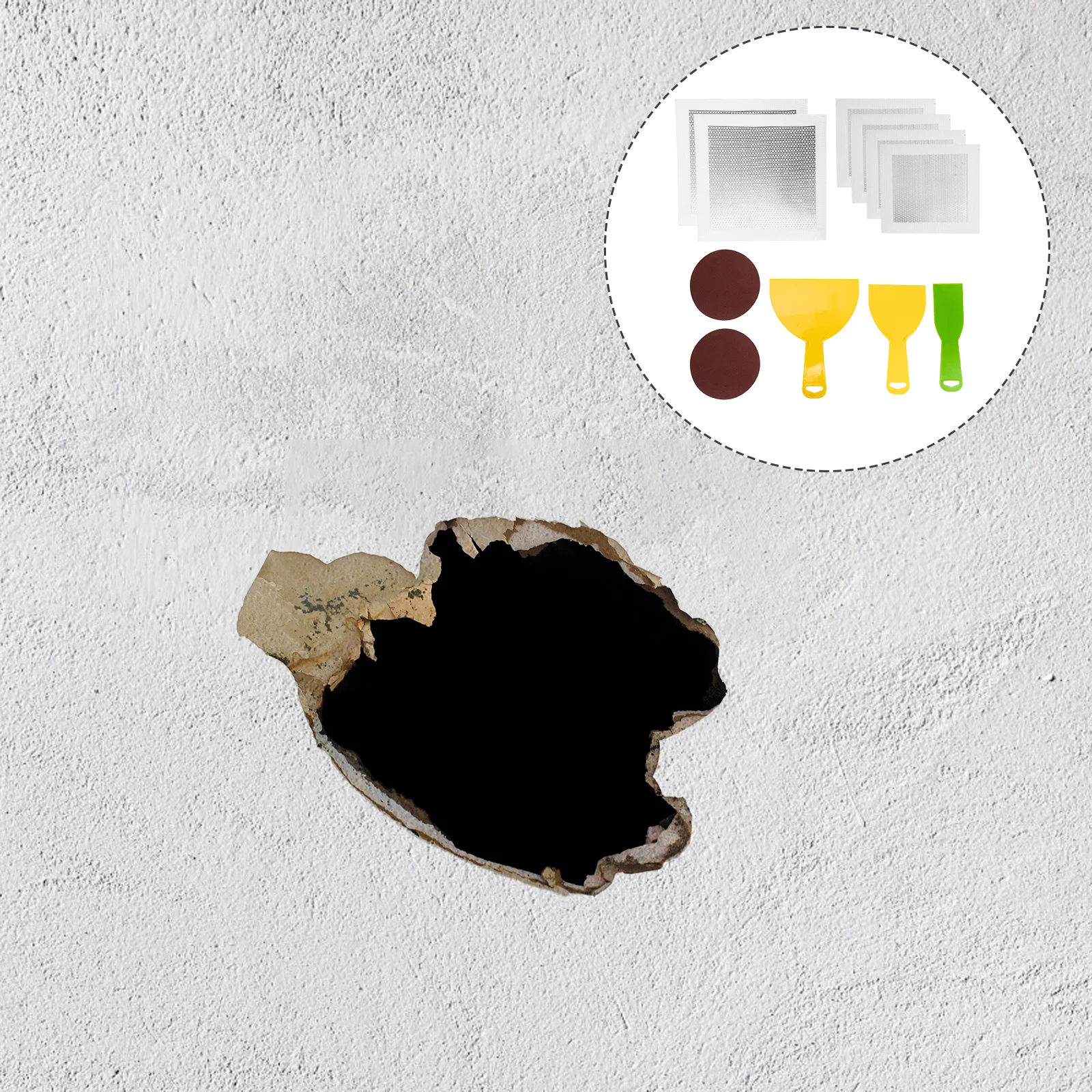 

1 set 1 Set Aluminum Wall Patches Repair Kit For Drywall Hole Fix Self-Adhesive Lightweight Mending Material Patch Scraper Tool
