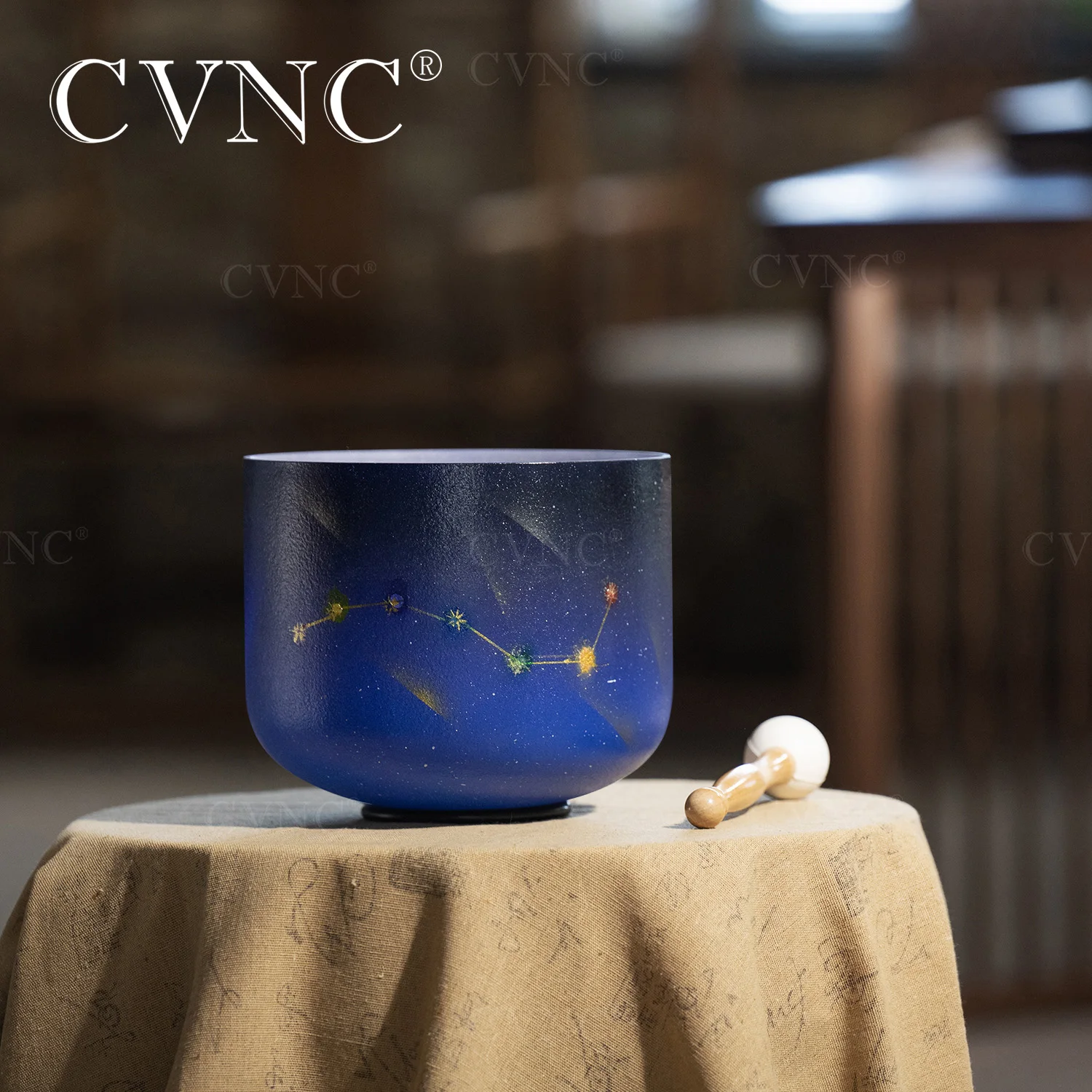 

CVNC 6 Inch Blue Dipper Quartz Crystal Singing Bowl for Therapy and sound healing instrument with mallet