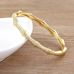 AIBEF New Fashion Geometric Crystal Zircon Gold-Plated Bangles Women's Simple Design Jewelry Party Exquisite Birthday Gifts