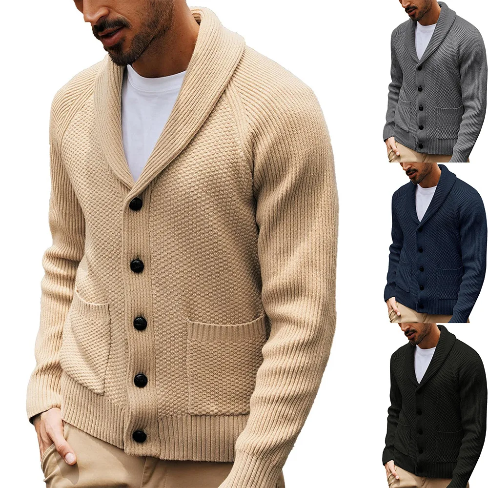 

Men's New Knitted Sweater Cardigan Long Sleeve Pocket Sweaters Men's Casual Winter Sweater Cardigan