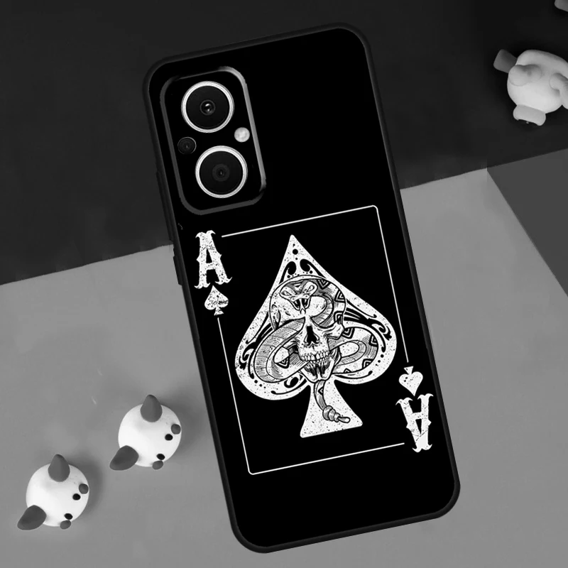 Ace of Spades Poker Case For OPPO Reno 8 7 6 5 4 Lite 10 Pro 4Z 5Z 8T OPPO Find X5 X6 Pro X2 Neo X3 Lite Cover