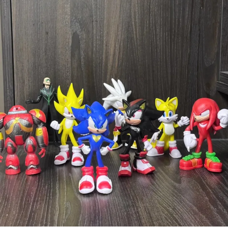 

New Cartoon Hedgehog Soni Character Action Figure Set PVC Posable Figurines Collection 8pcs Desk Decor Toy Gift For Collectors