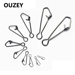 50Pcs Stainless Steel Fishing Swivels Hooked Snaps Fishing Hook Line Connector Sea Ocean Swivel Rolling Snap Safety Snaps