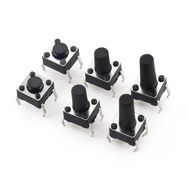 50PCS 6x6*4.3mm Panel PCB Momentary Tactile Tact Mini Push Button Switch DIP 4pin 6x6x4.3/5/6/7.3/8.5/9.5/10/11/12/13/14/15/25MM