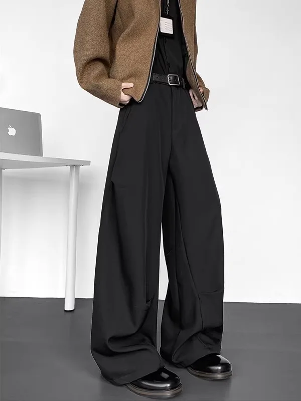 

American Retro Pleated Knife West Pants Men's Loose Drape Straight Leg Suit Pants Boys Wide Leg Trousers Men Casual Fashion