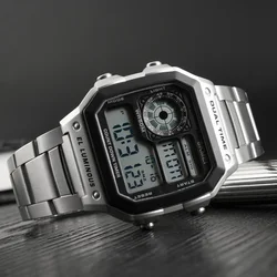 Skmei 1335 Roestvrij Stalen Band Digitaal Horloge Reloj Hombre Sporthorloge Heren 5bar Waterdichte Horloges