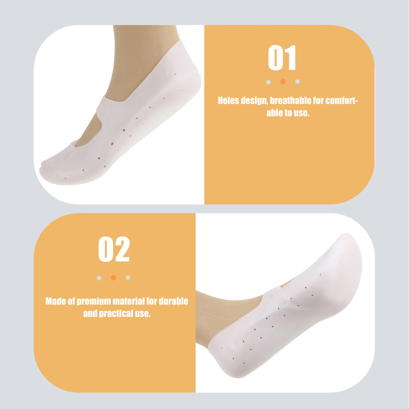 

1Pair Silicone Boat Socks Anti-Crack Breathable Foot Arch Support Beach Socks Comfortable Fit Unisex 32-42 White