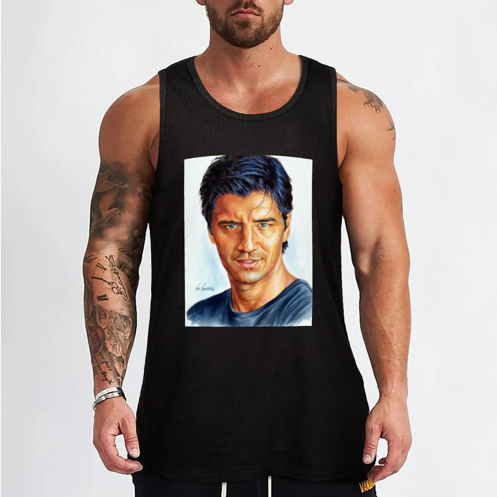 Sakis Rouvas - Σ?κη? Ρουβ?? πορτρα?το ζωγραφικ?? Tank Top t-shirt gym man Men sleeveless tee Men's summer clothes 2025