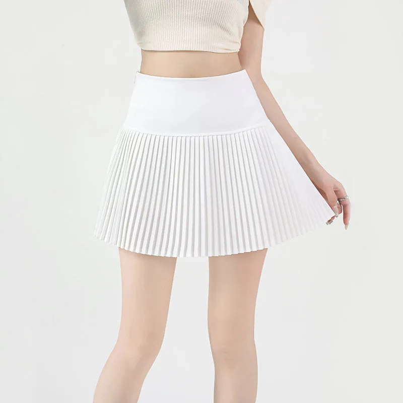 جديد المرأة مطوي التنانير الصغيرة عادية بلون عالية الخصر ألف خط التنانير مثير مكتب سيدة شيك التنانير الإناث الخريف الشارع الشهير