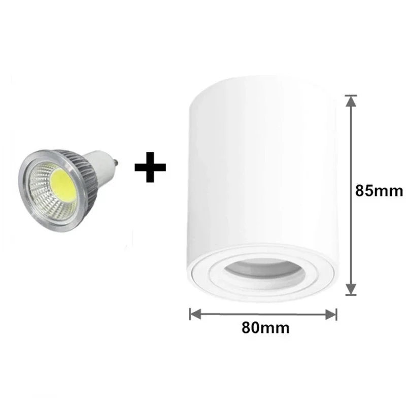 LED 원형 표면 마운트 다운라이트, GU10 고정장치 실린더, 천장 다운 스포트 라이트, 침실 램프, AC110V, 220V, 9W, 12W, 15W