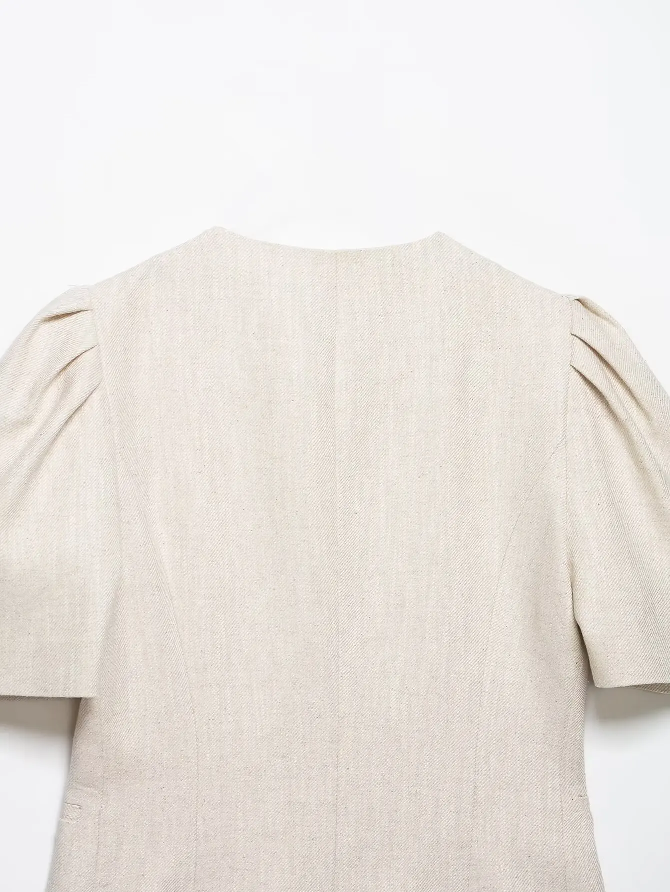 HH 2026 Sommer Herbst Französischer Stil Schlanker Blazer für Damen mit Puffärmeln und Rundhalsausschnitt – Lässige Alltags-, Urlaubs- und Büro-Oberbekleidung – Detail 4