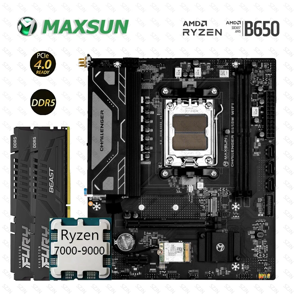 

Maxsun B650M Motherboard Set With Ryzen 7000-9000 AM5 Socket Support DDR5 Dual Channel Onboard WIFI RTL8821CE Multiple Option