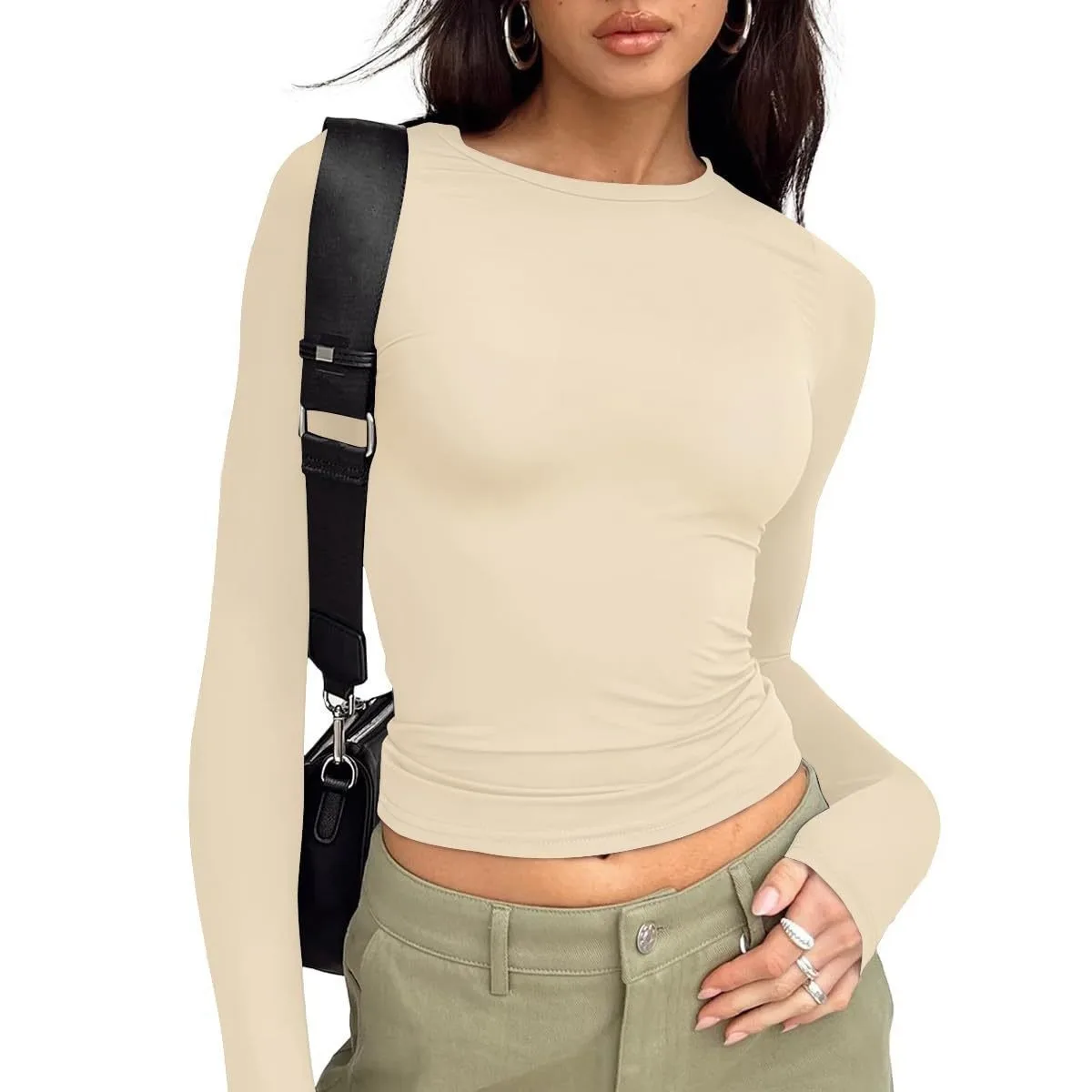 

Осень-зима, новые поступления, модная женская футболка с открытой спиной и длинными рукавами, сексуальные топы Y2k, женская одежда