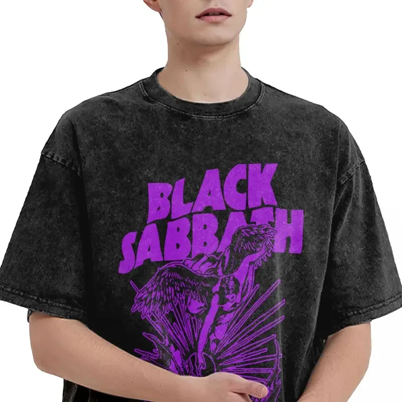 Black Sabbathes Fallen Angels T Shirts Hip Hop Washed 100% Cotton Oversize T-Shirt Rock Men Women Tops Streetwear Graphic Tees