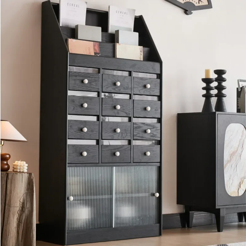 Medieval style retro bookshelf bookcase magazine cabinet floor-to-ceiling locker chest cabinet living room bedroom simple storag