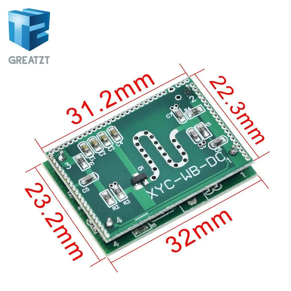 GREATZT Strong Anti-jamming! 5.8GHZ Microwave Radar Sensor 6-9M Smart Trigger Switch Module 3.3-20V DC for Home Control