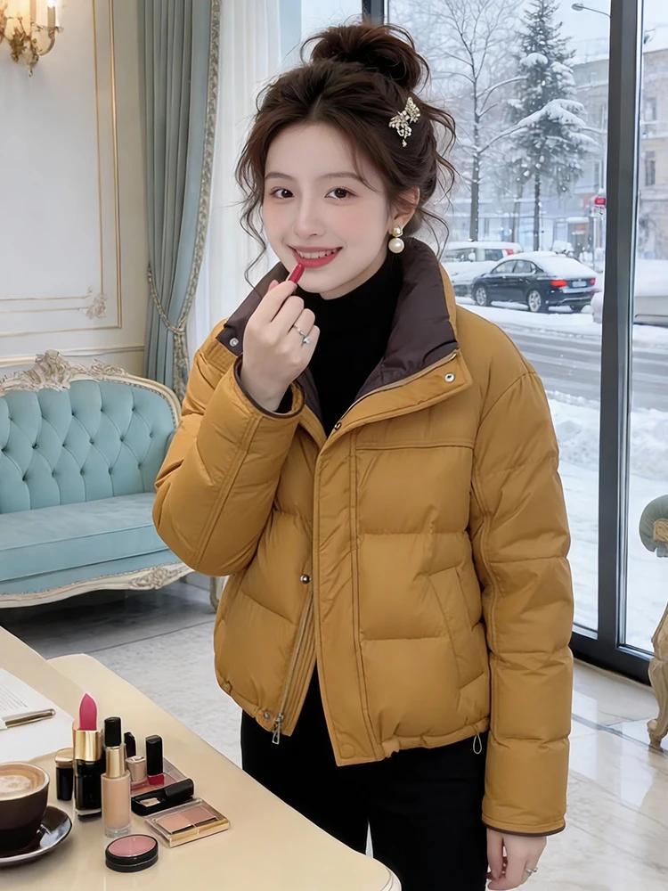 

Теплая женская хлопковая куртка Sli Thi: модное зимнее пальто с воротником-стойкой, наполненное пухом, в корейском стиле, с длинными рукавами, на молнии